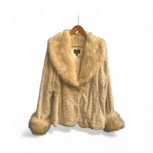 Dennis Basso Cream Teddy Jacket with Faux Fur